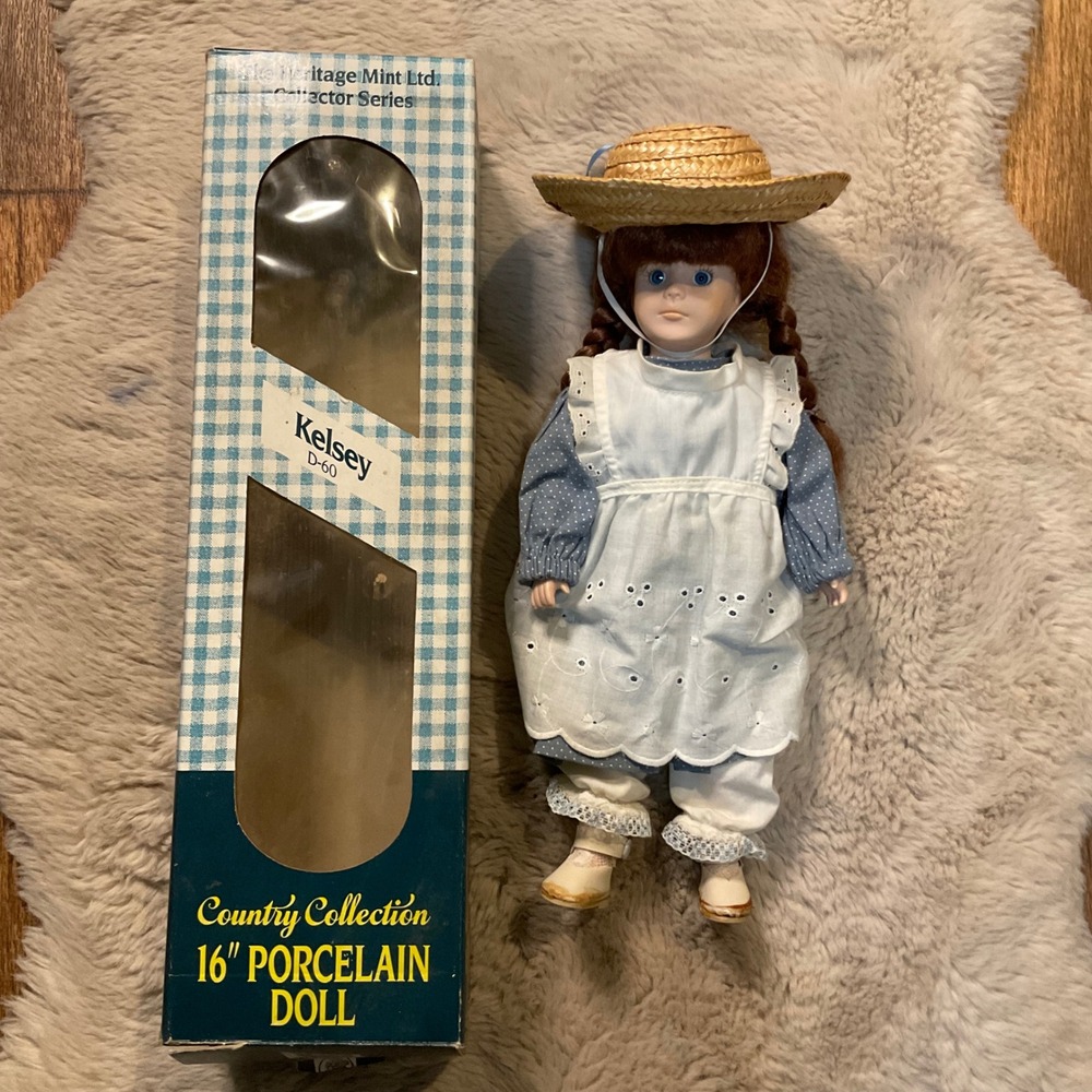 Country Collection 16"‎ Pocelain Doll Kelsey D-60 Heritage Mint 1989